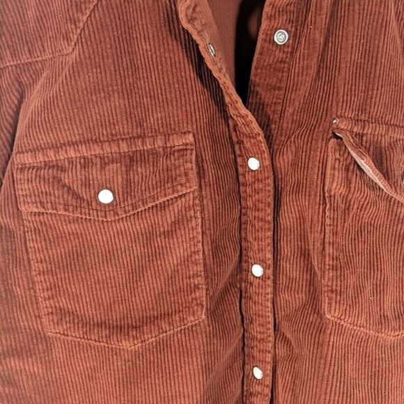 Aritzia Denim Forum Nina Orange Corduroy Button Jacket Shirt Long Sleeve 2 - Picture 2 of 13